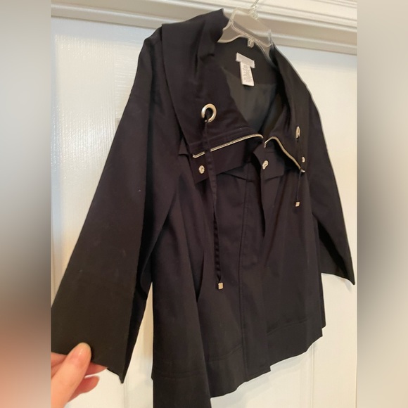 Worthington crop swing jacket blazer size Large- black with silver details - Picture 2 of 7
